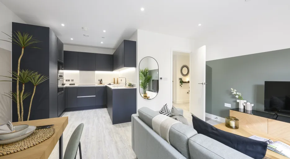 Lampton Parkside, 1 bed apartment, living space