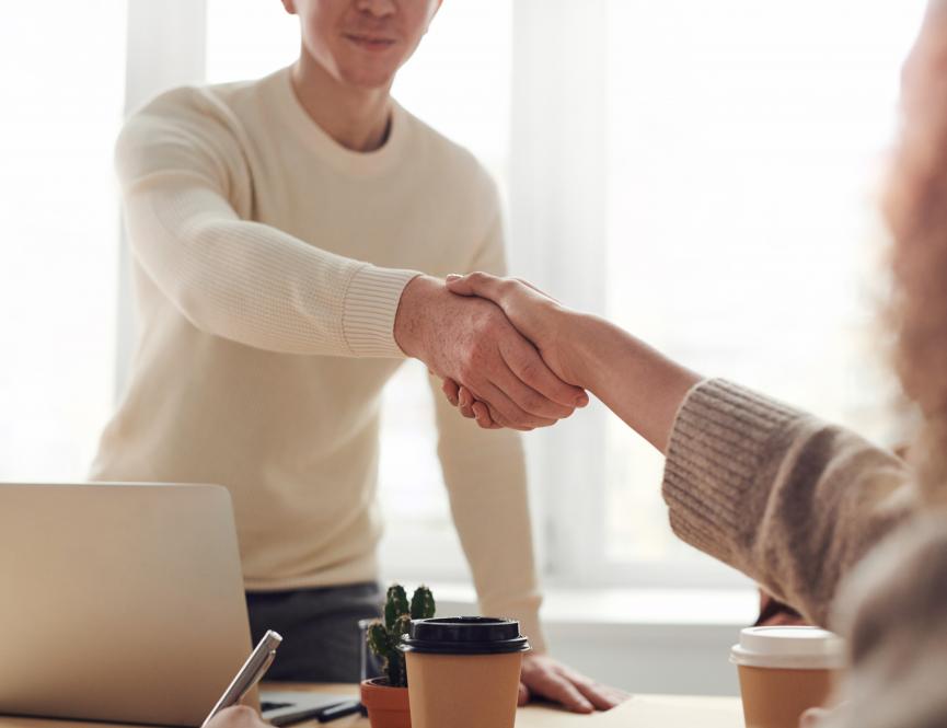Colleagues shaking hands